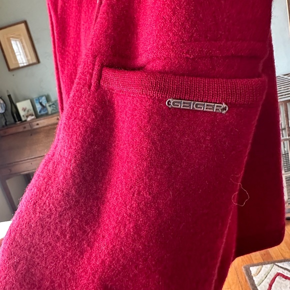 GEIGER Austria Red Boiled Wool Blazer Jacket Coat Cardigan - Picture 4 of 11
